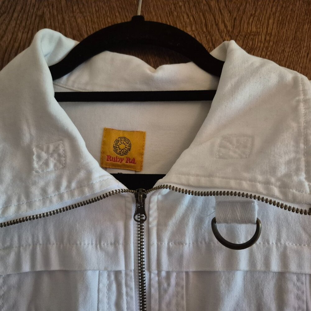 White Denim Zip Up Jacket